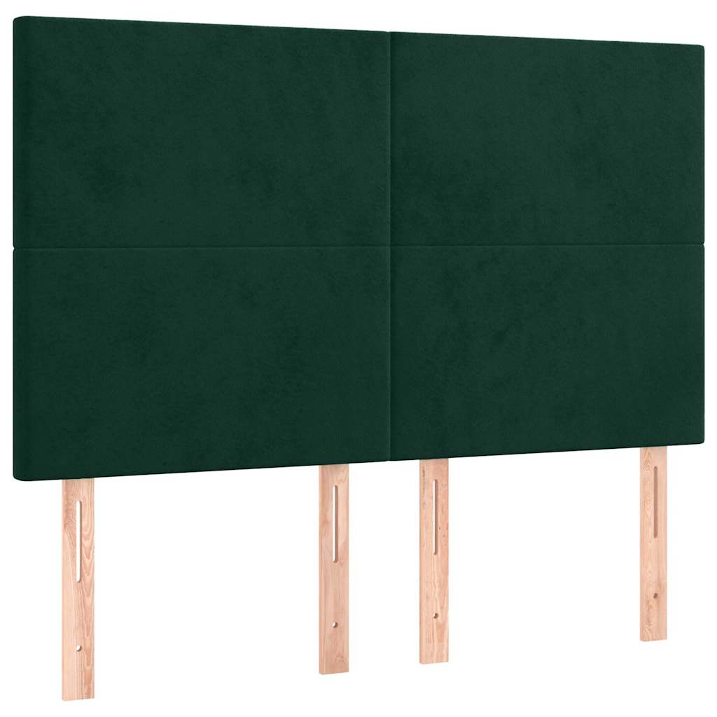 Box Spring Bed with Mattress Dark Green 140x190 cm Velvet