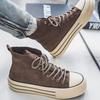 2025 Men's Retro High-Top Canvas Sneakers with Thick Sole for Height Boost - Versatile Casual Shoes for Spring