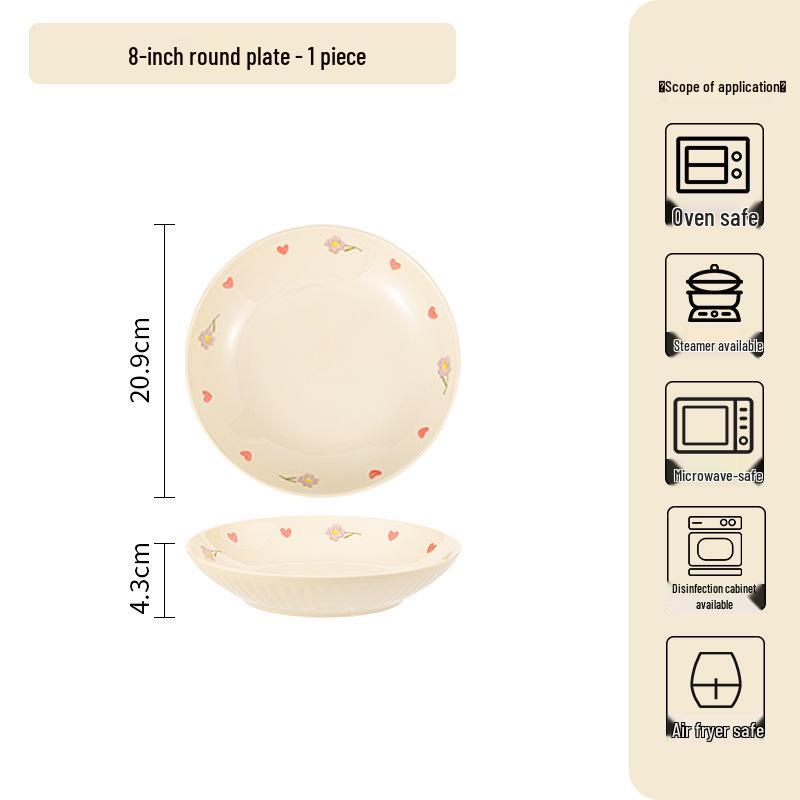 Keramická jídelní sada Cream Wisteria: Rýžová miska, Polévková miska, Kulaté a Hluboké talíře