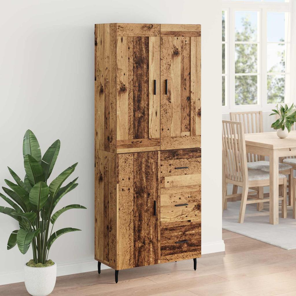 Highboard with Drawers 2 pcs Reclaimed Wood Effect Particleboard