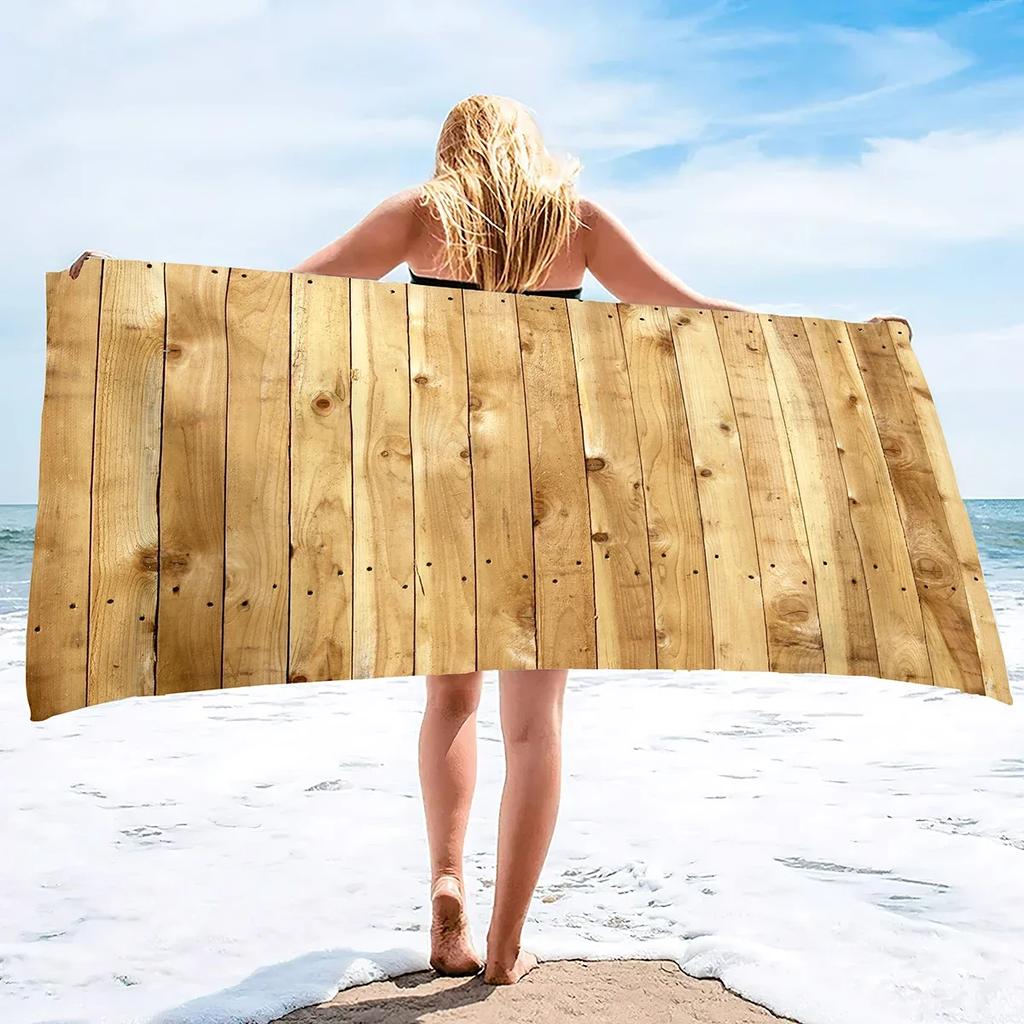Retro Aged Barn Wood Beach Towel Sand Free Farmhouse Beach Towel Bathing Towel Lightweight Pool Towels for Adult Women Men