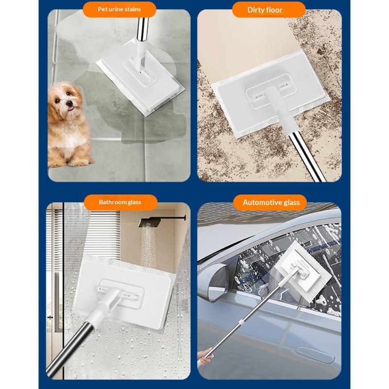 Hands-Free No-Touch Mop Automatic Clip-On Lazy Design Fits Wet Wipes for Entryway Floor Cleaning Use