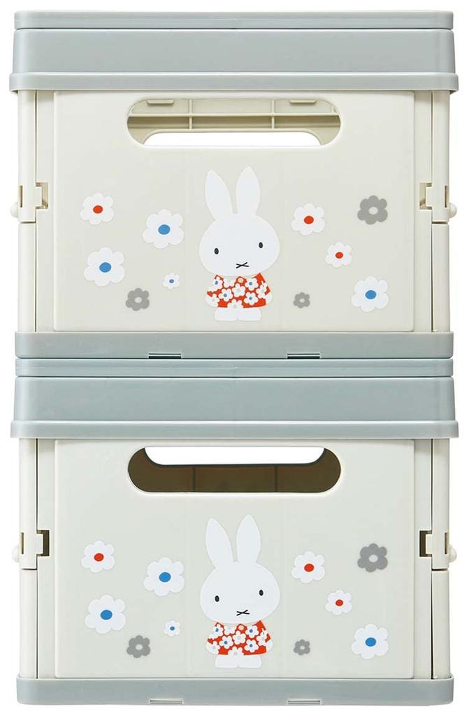 Skater Storage Foldable Toy Stackable Storage Basket with Miffy Monochrome Box, Box, Case, Handle, Design, BWOT13-A