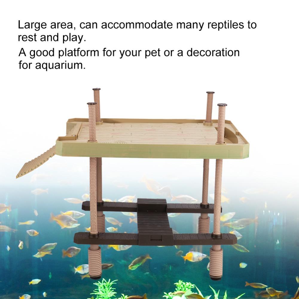 15.9 * 11 * 16.1in Reptile Floating Island With Ramp Climbing Basking Platform Crabs