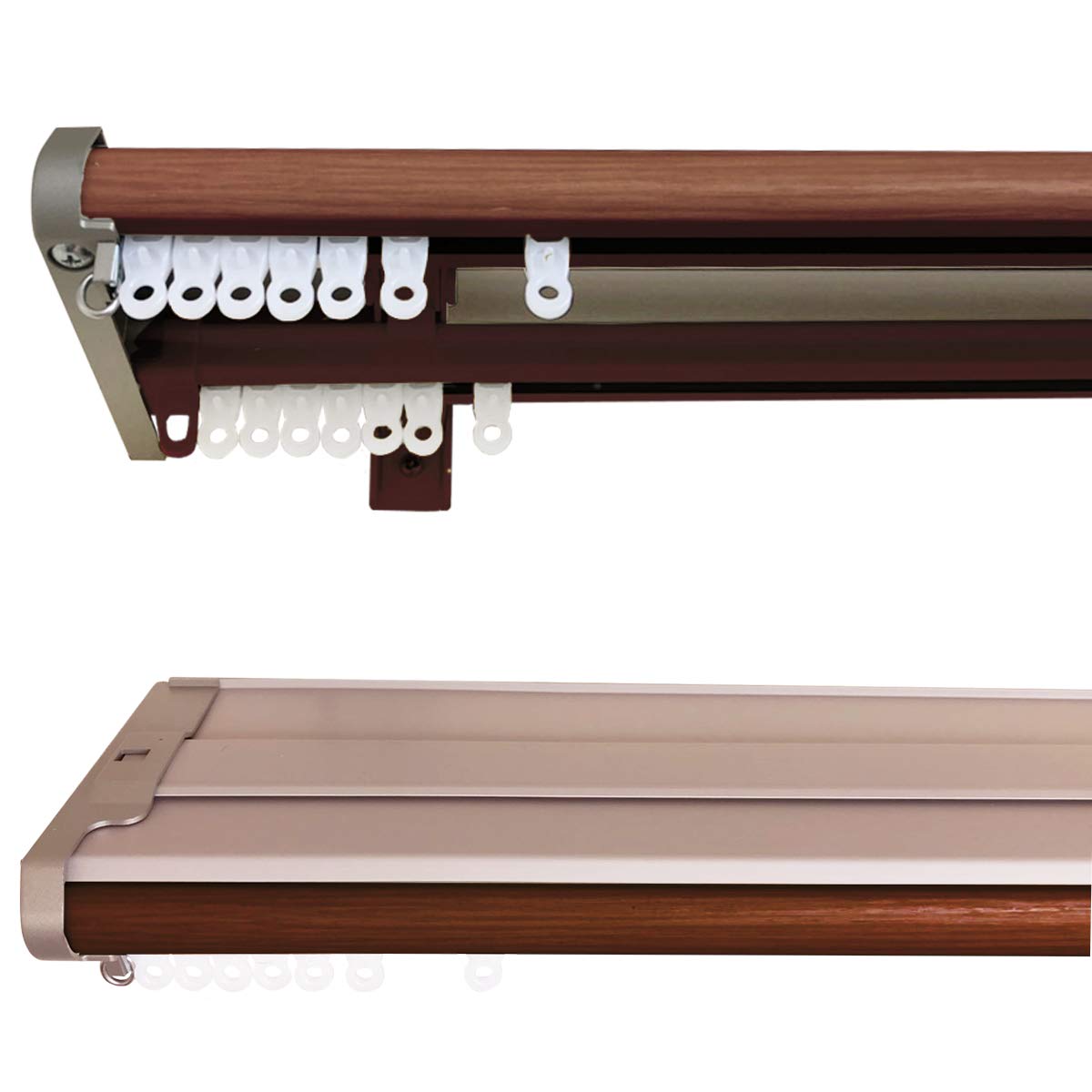 

Extendable Curtain Rail Top Extendable Rail with Brown Silent Runner Installation Requires One Screwdriver Cover Return 1.1m-2.0m Color