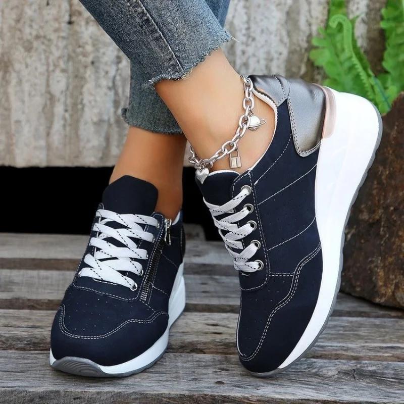 Women Casual Platform Sneakers  Autumn New Lace Up Thick Bottom Sport Shoes Woman Fashion Anti Slip Flats Vulcanized Shoes