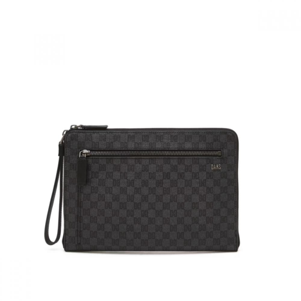Daks Leather Clutch Bag Logo Pattern Black Dbba6f007bk