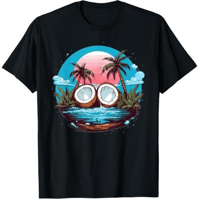 Coconut Palm Trees Tropical Sunset Beach T-Shirt
