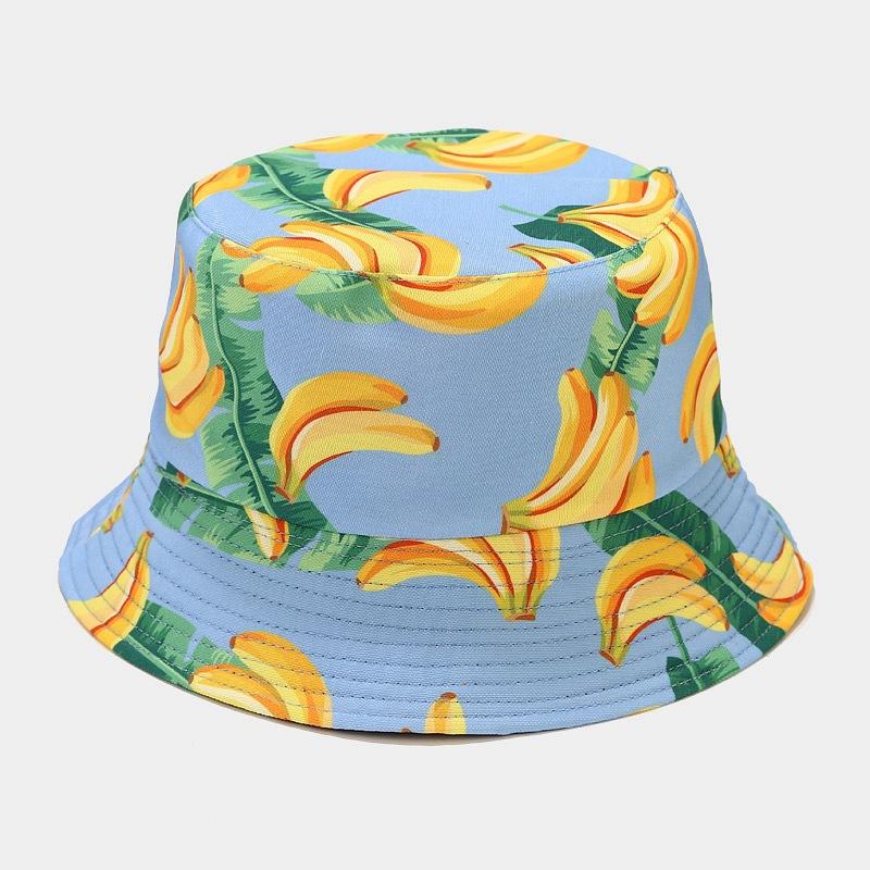 Creative Printed Fruit Pattern Bucket Cap Unisex Outdoor Leisure Fisherman Hat Summer Beach Uv Protection Sun hats Panama Bob