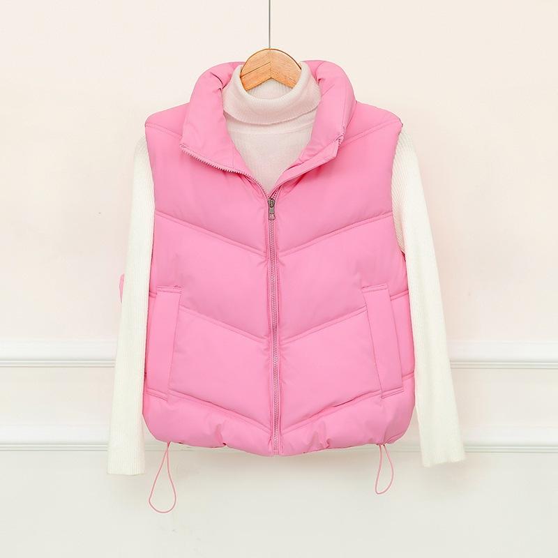 Women's Cotton Clothes Vest New Stand-up Collar Sleeveless Small Short Vest Pressed Rubber Vest