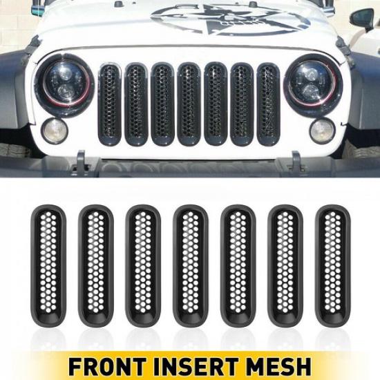 

Front New Grille Accessories Mesh Headlight erts Fit Cover Jeep JK Wrangler