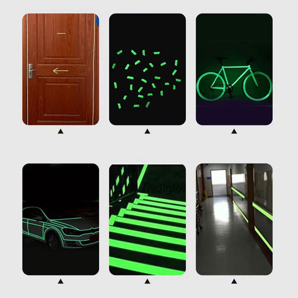 2PCS Fluorescent Stickers Tape Green Luminous Tape Staircase Fire Warning Glow In the Dark Can Be Cut Night Light Strip Wall