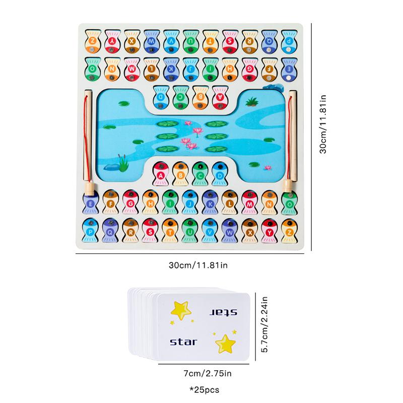 Montessori Magnetic Wooden Fishing Game Toy for Toddlers Alphabet Fish Catching Counting Games Puzzle Preschool Learning ABC Toy