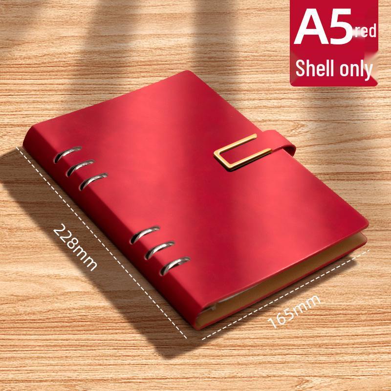 A5 Leather Loose-Leaf Notebook with Removable Cover & Magnetic Buckle