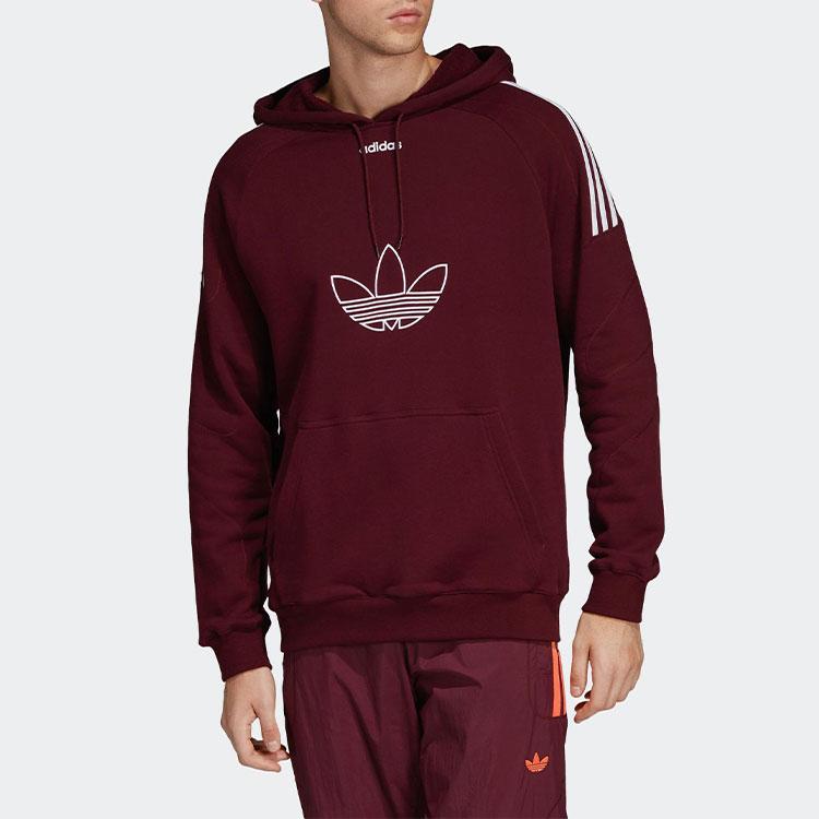 Adidas Bluza sportowa z kapturem Originals Trefoil Flock Męskie Topy Bordowy DU8114