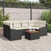 VidaXL 7-Piece Garden Sofa Set with Cushions Black Poly Rattan Acacia 3356451