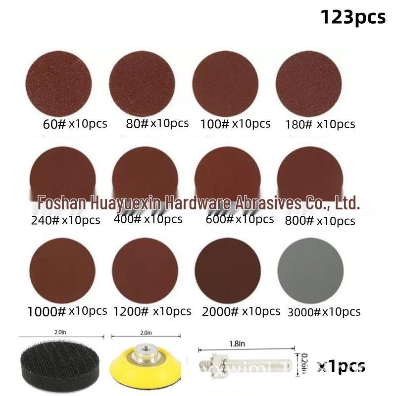 50mm Flocked Sandpaper Set, 303 Pieces (40-7000 Grit) for Metal & Wood Polishing
