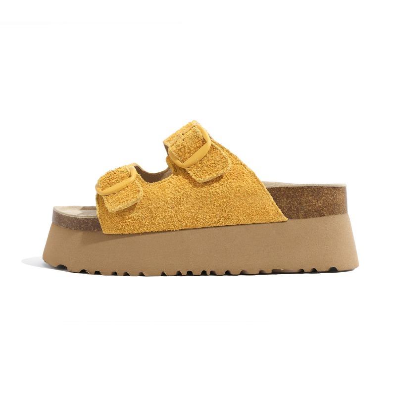 7Cm thick-soled heightening cool slippers women's outer wear leather summer small people show height small size women's shoes