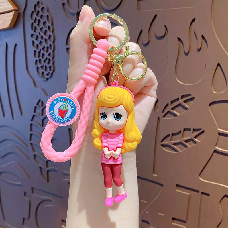 Creative Cartoon Princess Dress-Up Keychain Cute Couple Schoolbag Pendant Car Key Chain Creative Gift