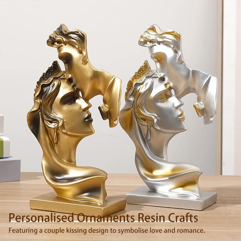Creative Kissing Couple Statue Resin Kissing Lover Statue Sculpture Office Modern Art Character Table Decoration