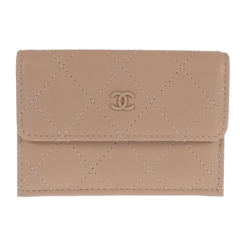 CHANEL  AP3882_B16247_NW781 Tri-fold wallet beige Calfskin Women