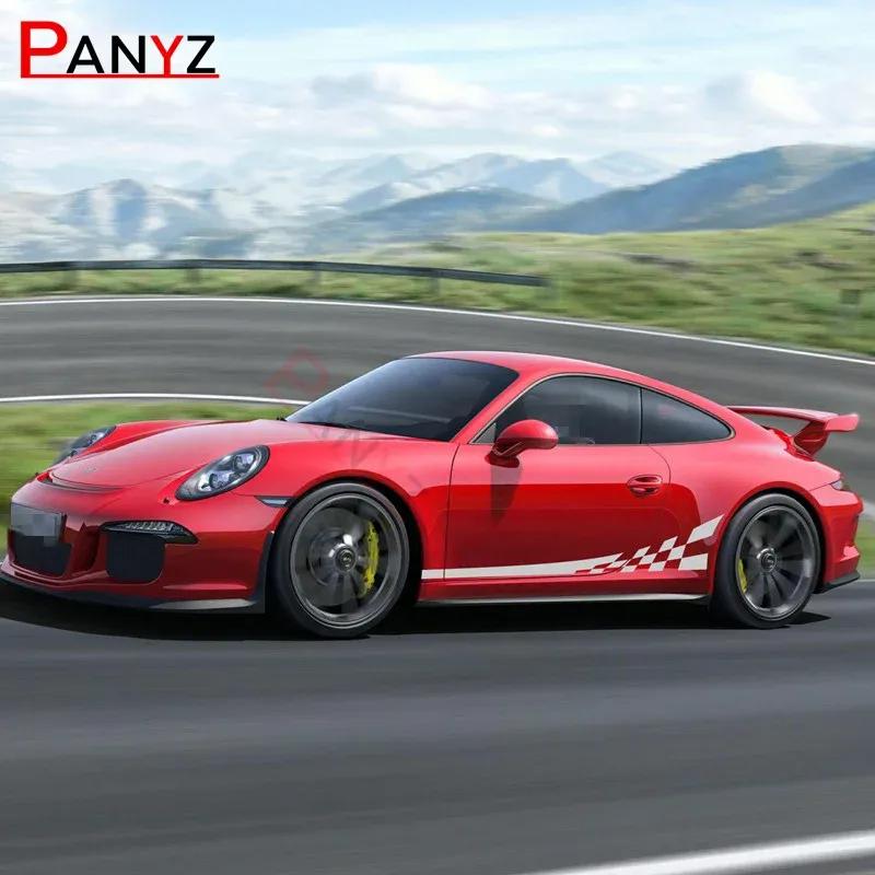 Car Door Side Stripes For-Porsche 911 997 Exterior Accessories Racing Flag Graphics Sticker Auto Body Decor Vinyl Decals