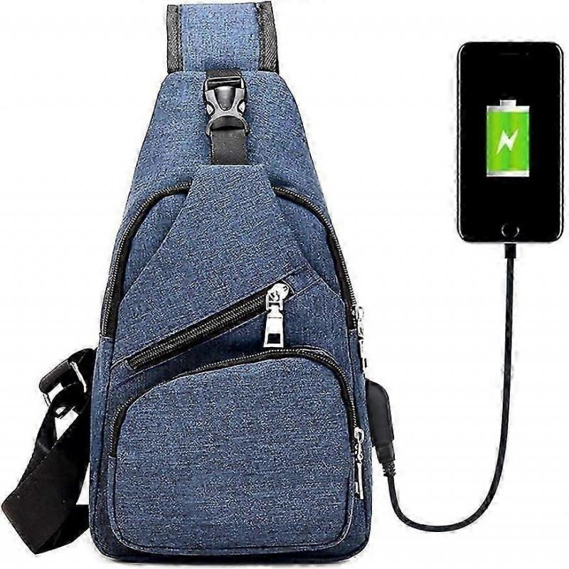 Sling Bag Chest Bag with USB Charging Port Men Women Lightweight Crossbody For Hiking,Cycling Traveling