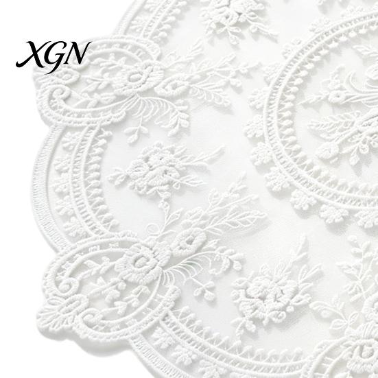 Elegant Lace Doily for Tea Party Retro Round Doily, Embroidered Floral Coaster, 13 Inch Table Decor Sheer Placemat Wedding, Vintage Style