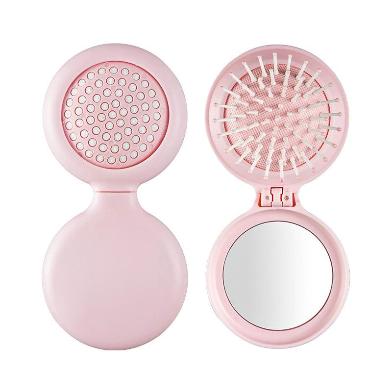 Pocket Mirror Folding Comb, Anti-Static Portable Circular Pocket Airbag Massage Comb, With Mirror Shaped Comb