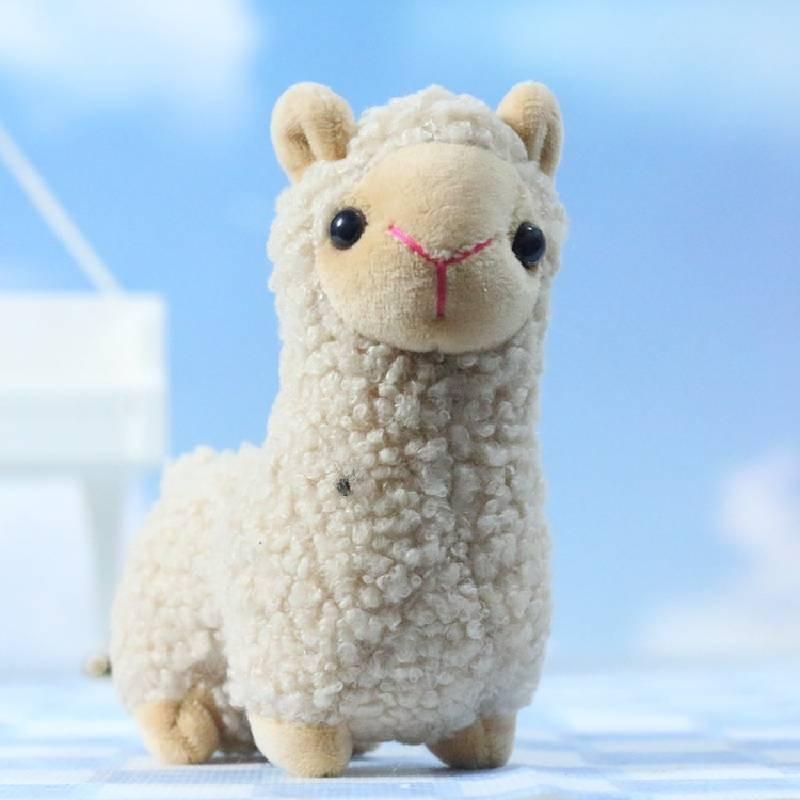 Adorable Soft Alpaca Plush Toy Keychain With Fluffy Short Plush In White Pink Brown