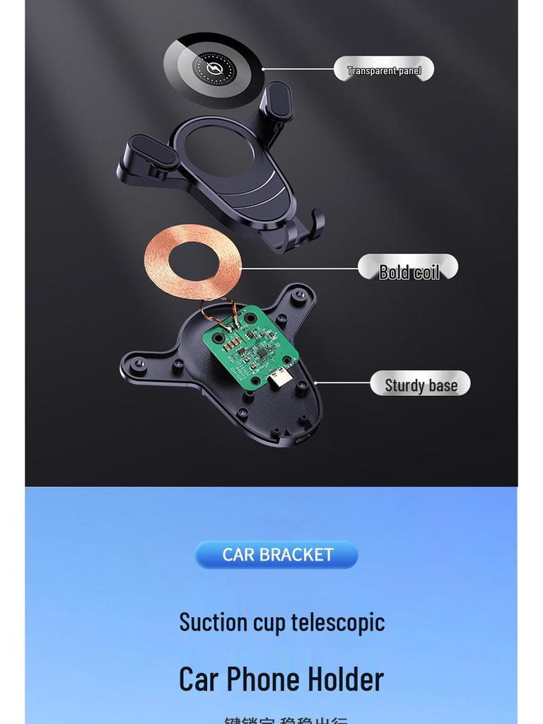 2026 Model Retractable 360° Rotating Car Phone Holder with 15W Fast Charging