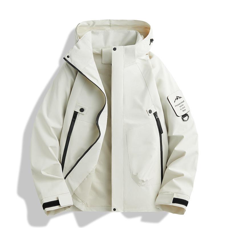Men s Spring/Autumn Outdoor Waterproof Windproof Climbing Jacket with Detachable Hood 3XL