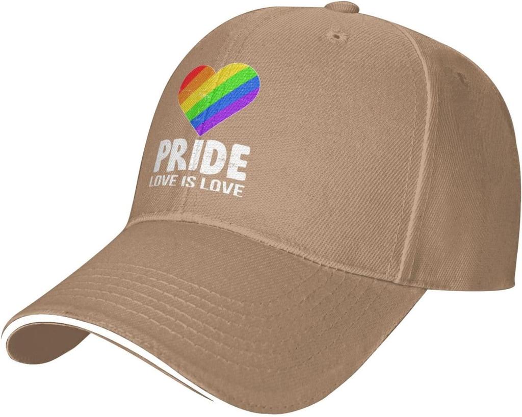 Rainbow Heart Pride LGBT Adjustable Baseball Cap Casual Polyester Baseball Hat Unisex