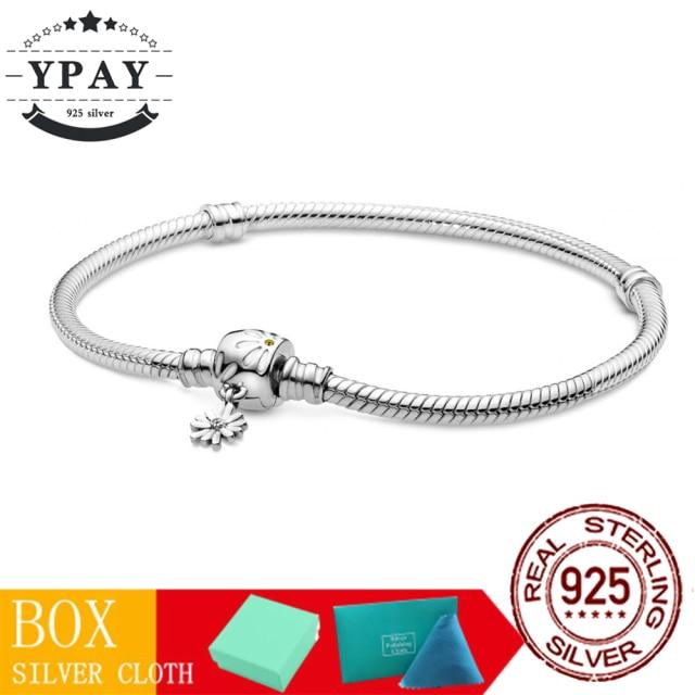 100 %Original Sterling Color Fashionable Jewelry Snake Chain Wrist Bracelet Women Shining Crown O Fit Charm Beads Clips Trendy Present