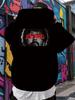 Retro Graphic Hoodie - Casual Trendy Black Pullover with Bold "RETRO" Print