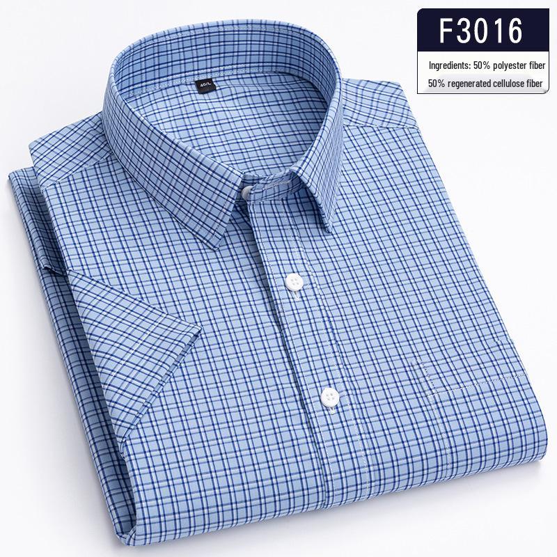 

Мужская синяя клетчатая рубашка с коротким рукавом, приталенного кроя, в стиле business casual S