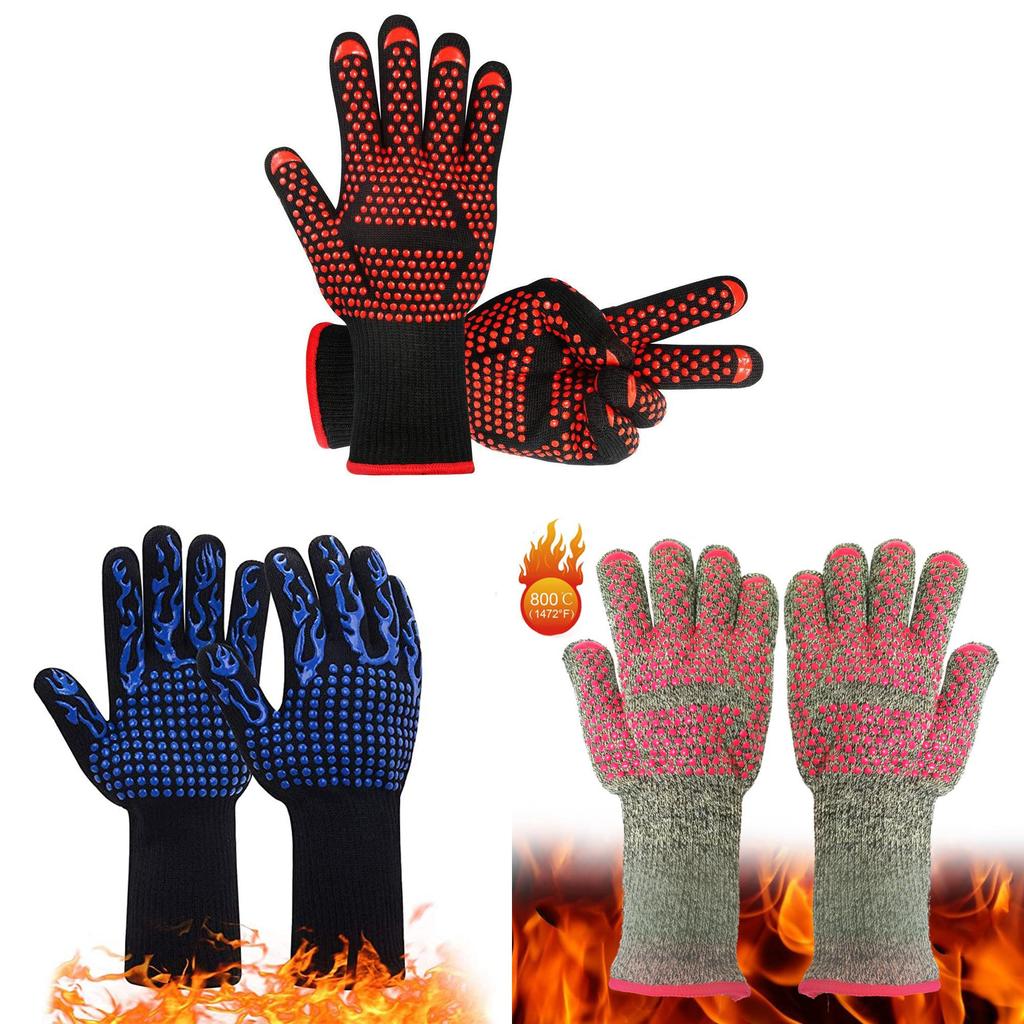Luvas Resistentes ao Calor para Churrasco com Pegada de Silicone para Grelhar e Cozinhar ao Ar Livre