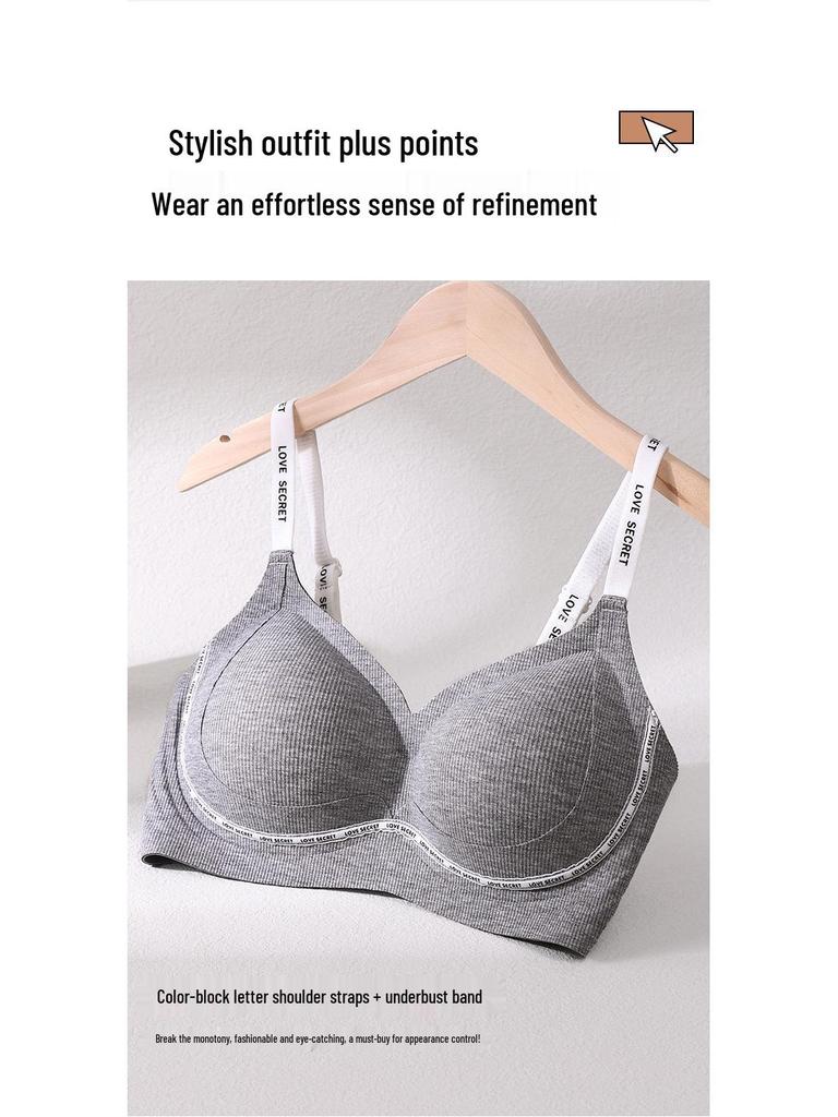 Seamless Push-Up Bra for Women: Anti-Sagging Support, No Underwire, Letter Strap, Enhances Small Chest