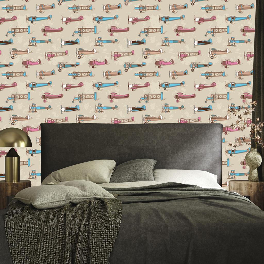 Colorful airplanes wallpaper for living room and bedroom 50x1000