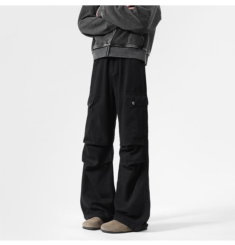 

Men s Trendy Retro Marble Pattern Wide-Leg Overalls XL чёрный