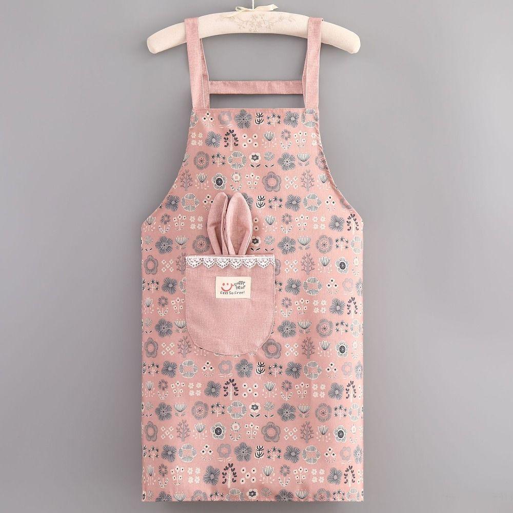 2Pcs Canvas Kitchen Cooking Apron Breathable Protective Long Sleeve Apron Back Lace Up Adjustable Suspender Work Dress