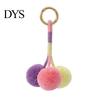 Bag Ornament Pendant Small Plush Ball Decor Keychain Soft Velvet Fluffy Tote Suitcase Key Holder with Braided Rope Backpack Colorful Charm