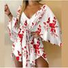Autumn Sexy V-neck Irregular Bat Sleeve Lace-up Dress