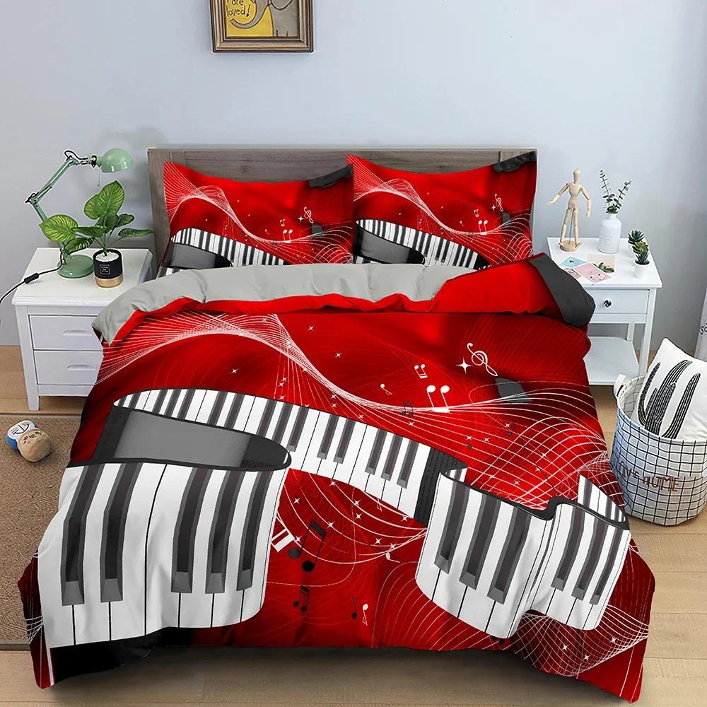 Music Pattern Piano Key Bedding Set Single Twin Double Queen King Cal King Size Bed Linen Set
