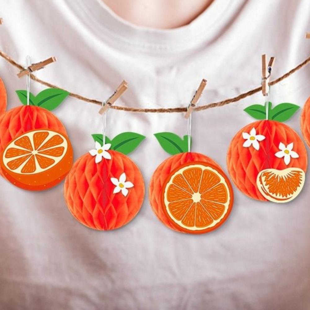 12pcs Cute Summer Fruit Honeycomb Pendant Fruit Wall Hanging Ornament  Hawaii Party Birthday