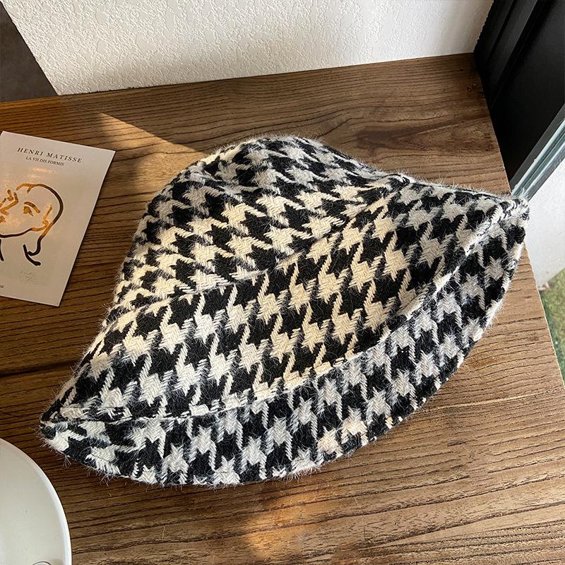 

Гусиная лапка Осень и Зима Панама Модная Подчеркивающая Лицо Маленькая Корейская Версия Универсальная Японская Вельветовая Панама Большой Головы M（56-58cm）