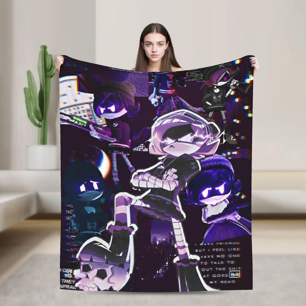 Murder Drones Knitted Blankets Funny Retro Fuzzy Throw Blanket Home Couch Personalised Ultra-Soft Warm Bedsprea