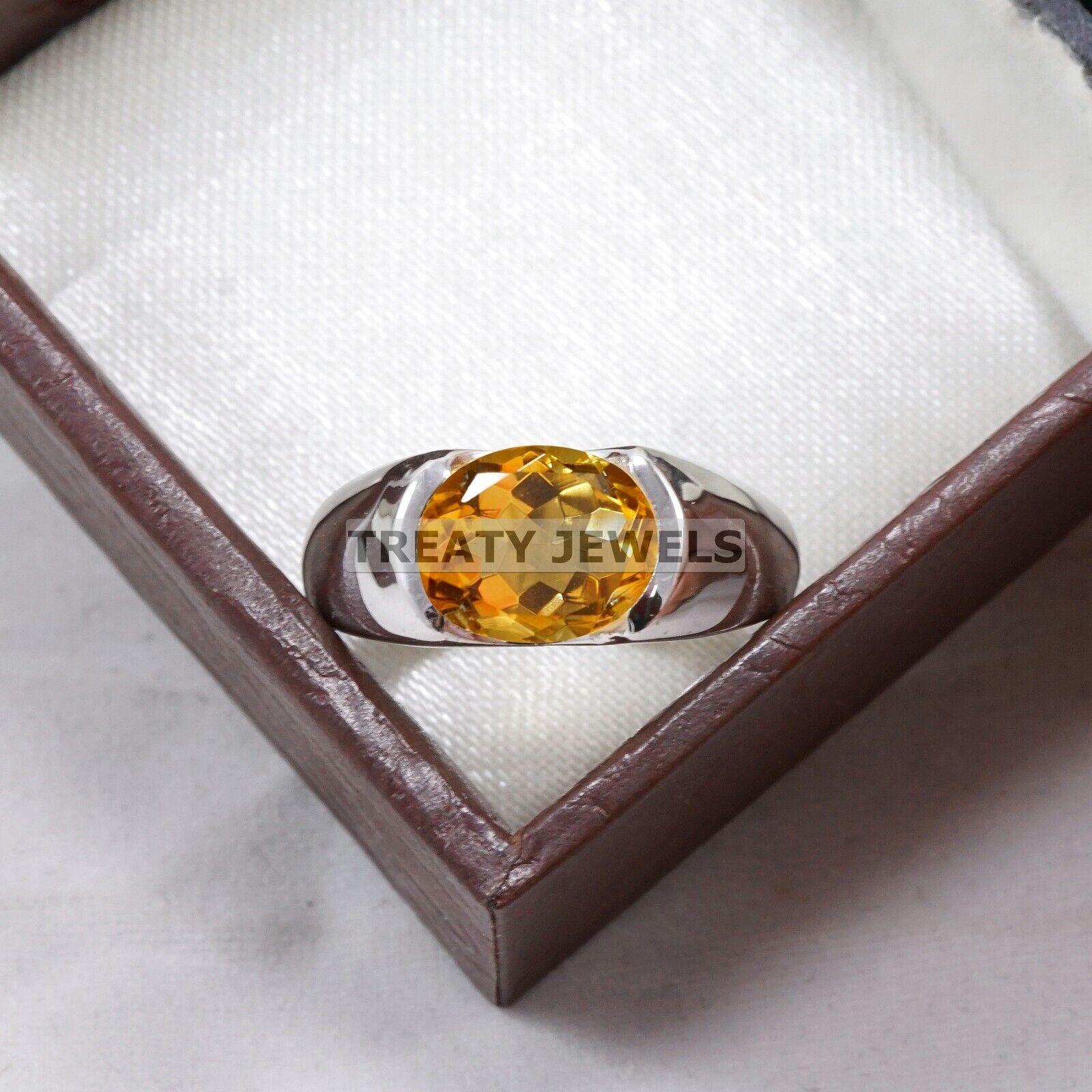 

Citrine Oval Cut Gemstone With 925 Sterling Silver Ring For Men s #A966 JL375669280609 4-16 US срібний