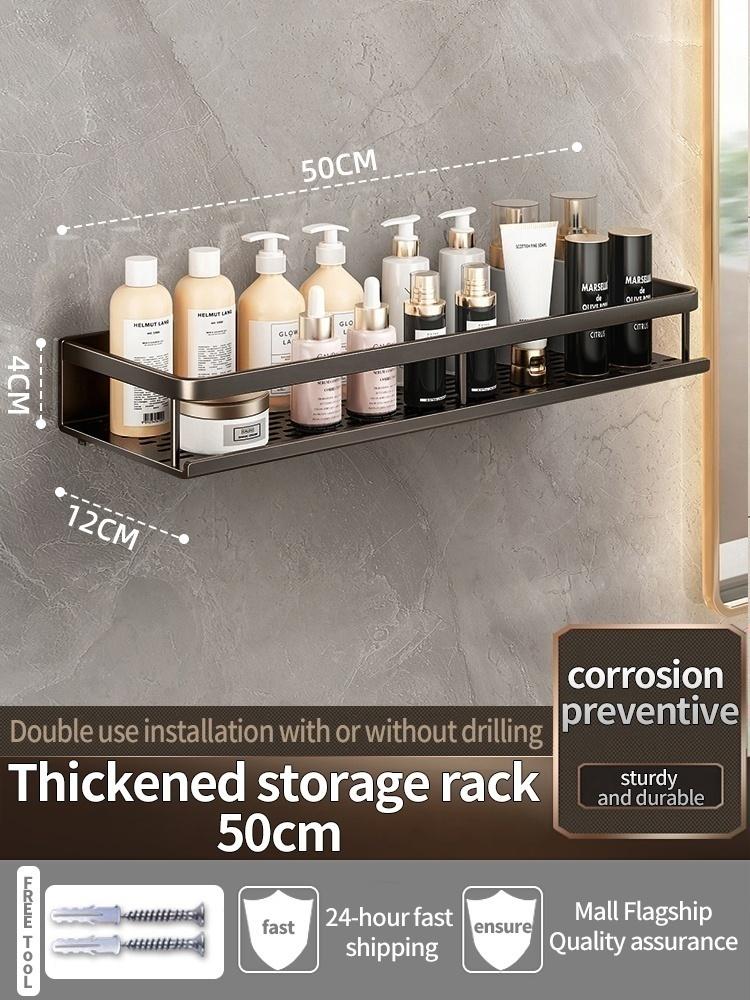 No Drill Bathroom Hardware Towel Rack Black 50CM-60CM Folding Aluminum Towel Rack Holder With Hook Towel Holder Tissue Holder