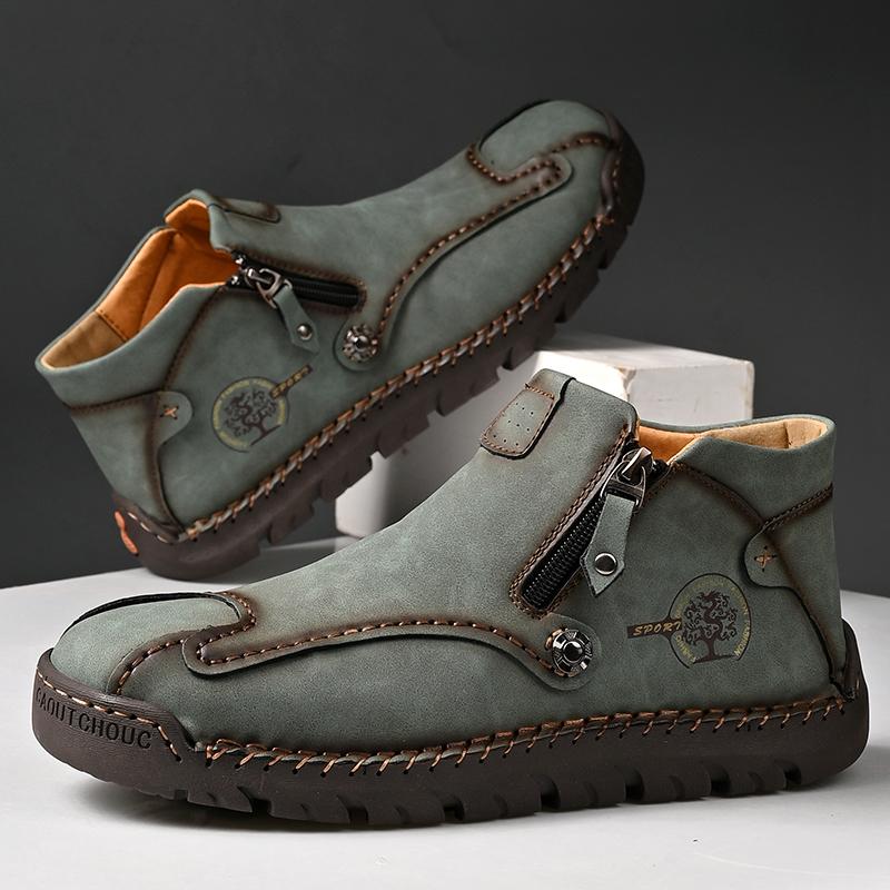 TUINANLE Frühling Handgefertigt Leder Herren Stiefel Design Sneaker Mann Atmungsaktiv Freizeit Schuhe Stiefeletten Outdoor